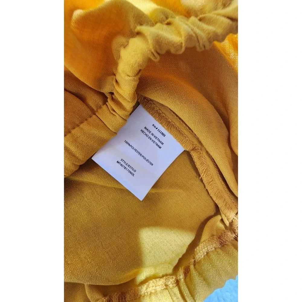 OLM Golden Yellow Milkmaid Style Cropped Blouse Cottagecore Puff Sleeve Top Lrg - Picture 6 of 9